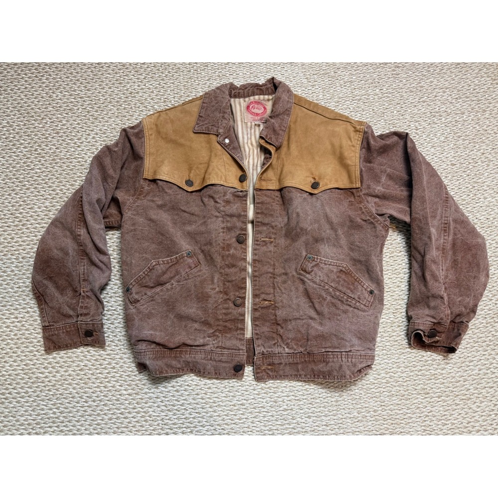 Australian Outback‎ bomber vintage Brown Canvas Western Jacket Leather S/P